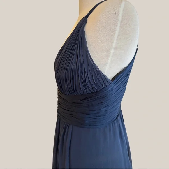 Like New! Plunge V Neckline Cocktail Dress - Midnight Blue Silk